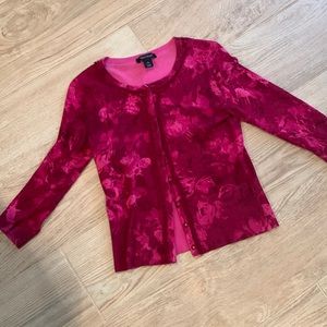 White/Black Market Pink/Fushia Snap Cardigan